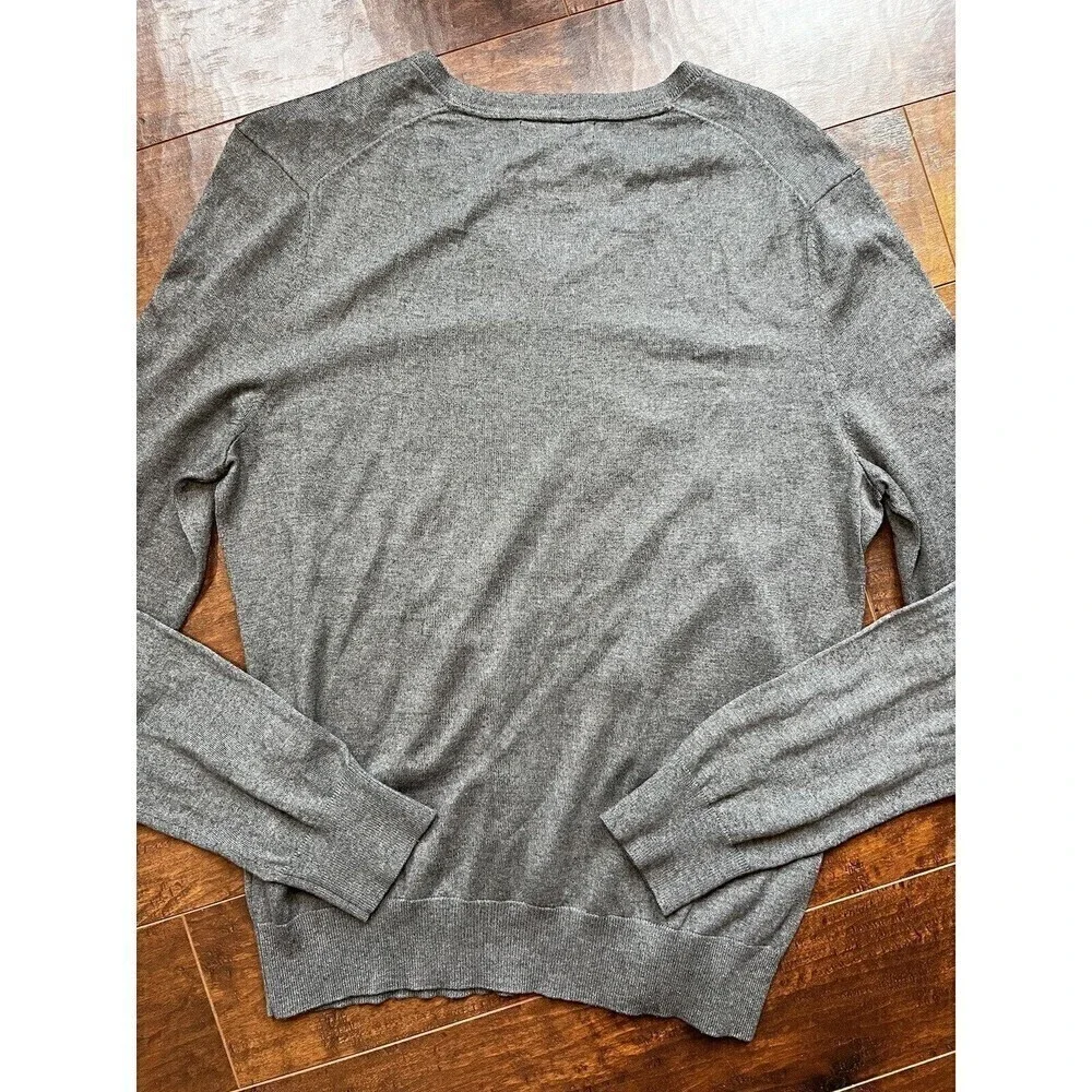 Banana Republic Mens M Gray V-Neck Sweater Luxury Blend Silk Cotton Cashmere